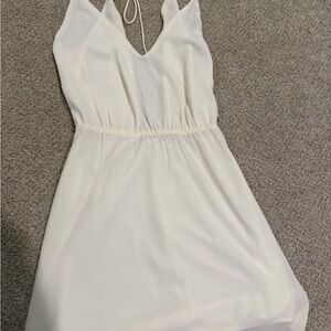 mahina Cream V-Neck Sleeveless Mini Dress